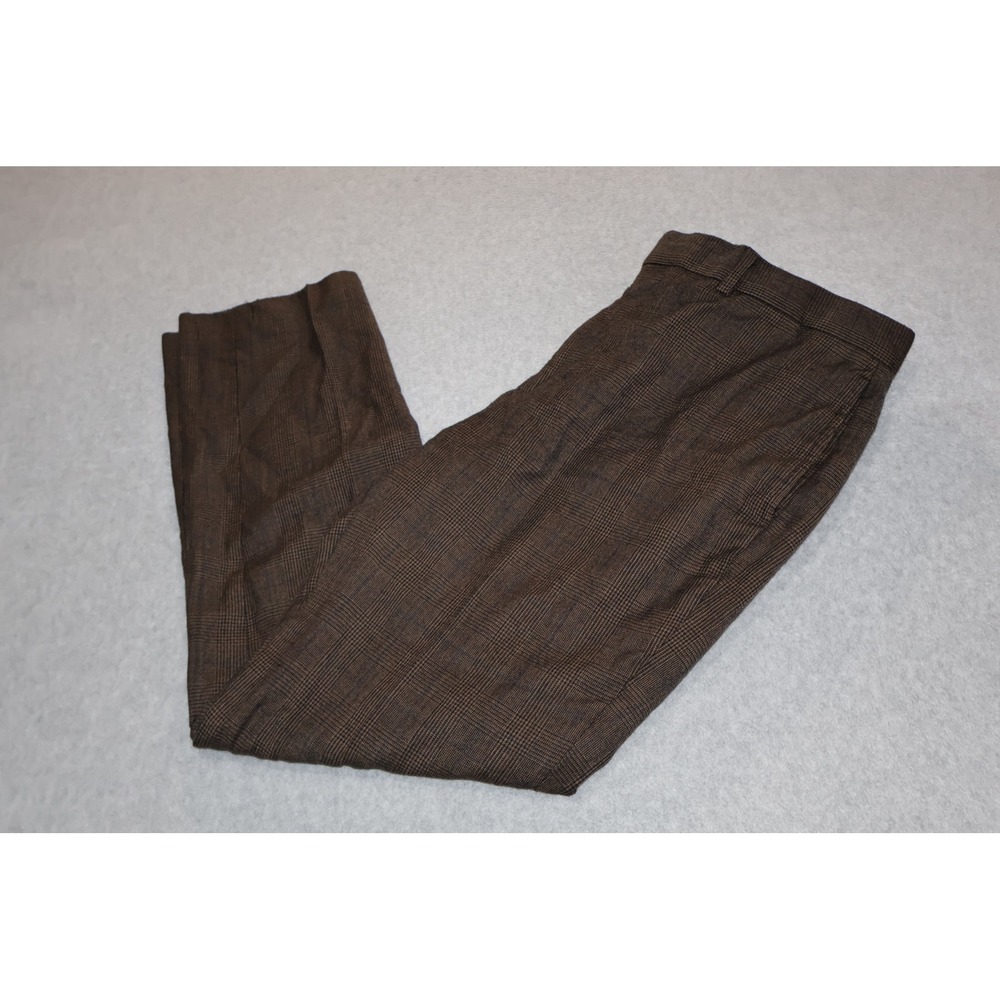 Brooks Brothers Wool Dress Pants Trousers Mens 35x31 Brown Glen Plaid Classic